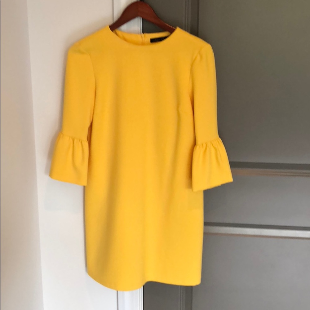 Zara Yellow Bell Sleeve Mini Dress (Small)